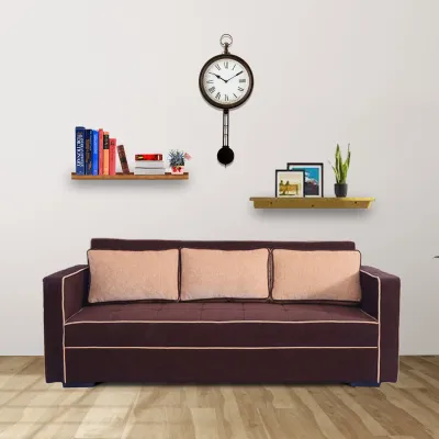 Russell Fabric Convertible Sofa Cum Bed in Dark Brown Colour