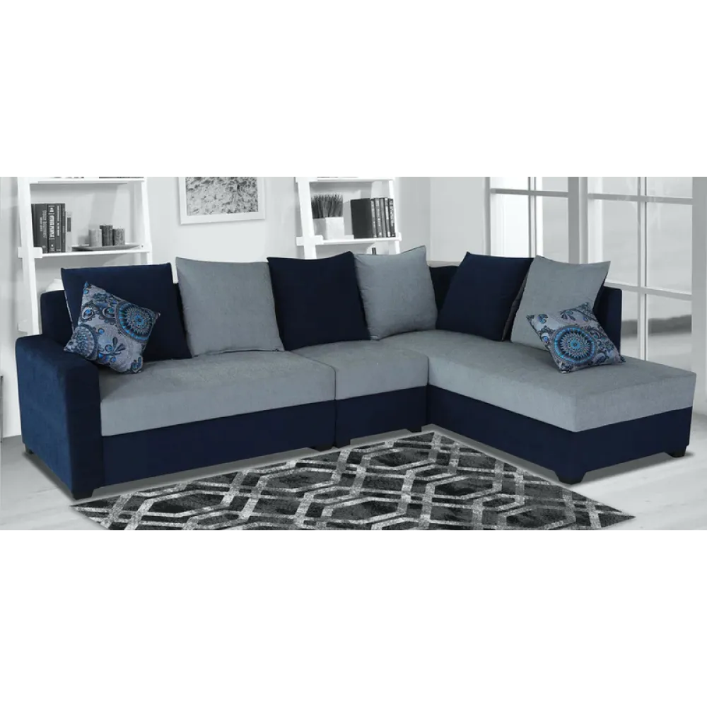 Jordan Fabric LHS Sectional Sofa in Blue & Grey Colour image