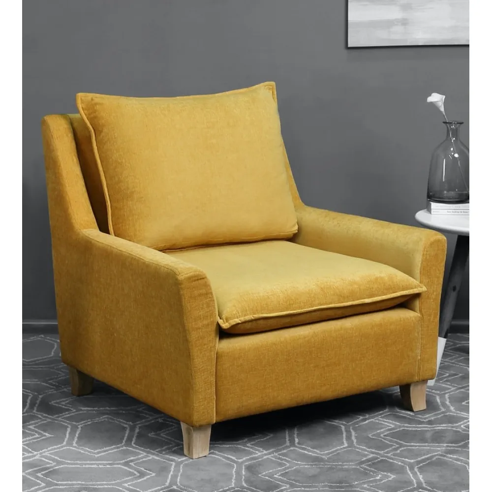 Alma Fabric Full Back Lounge Chair In Yellow Color image