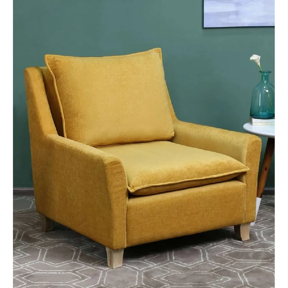 Alma Fabric Full Back Lounge Chair In Yellow Color image